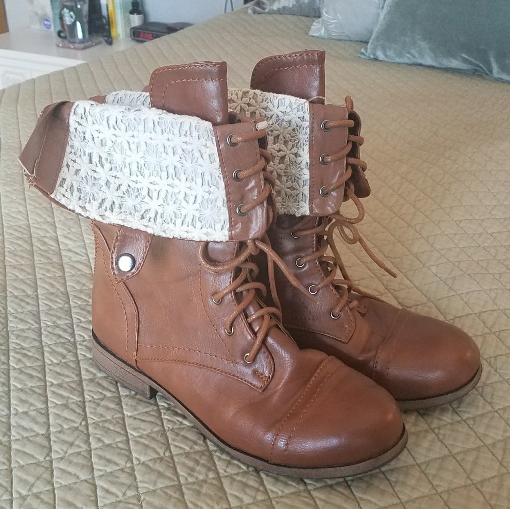 Faux leather Combat boots